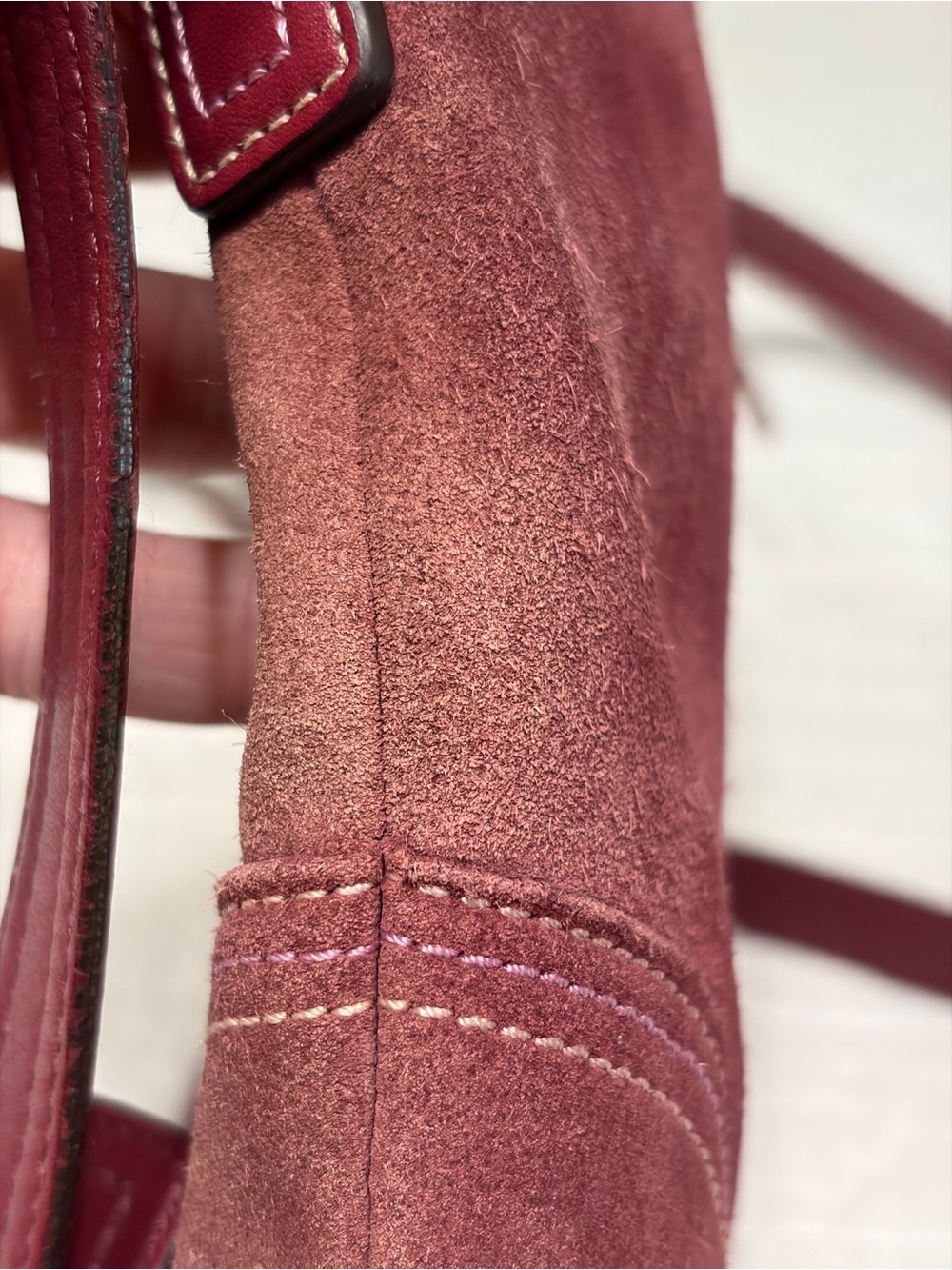 Vintage Coach Soho Suede Swing Pack Crossbody Bag in Wine/Burgundy Color - Picture 15 of 16